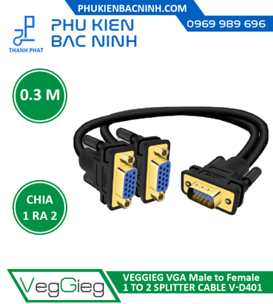 Cáp Chia Tín Hiệu VGA (3+6) 1 Ra 2 Màn Hình VEGGIEG V-V401