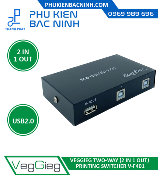 Bộ Chia Máy In 1 ra 2  Cho Máy Tính Dùng Chung VEGGIEG V-F401