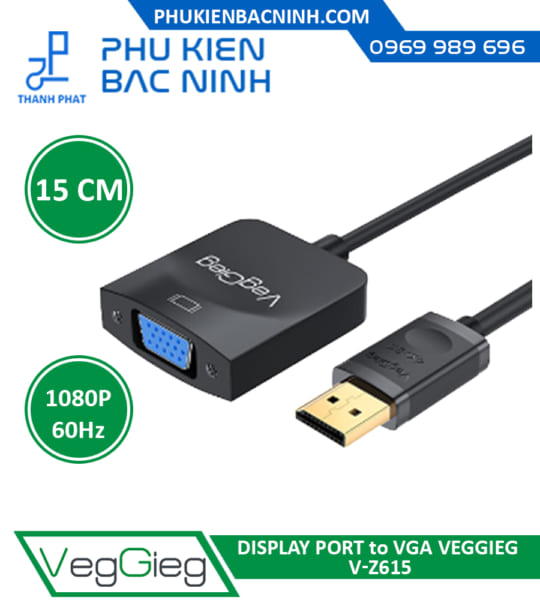 Cáp Chuyển Đổi Tín Hiệu Displayport sang VGA VegGieg V-Z615