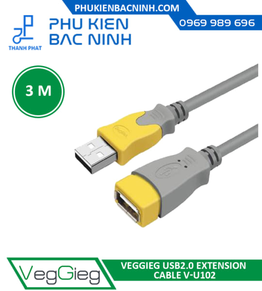 Cáp USB2.0 Nối Dài | Dài 3M VEGGIEG V-U102 Bọc Chống Nhiễu