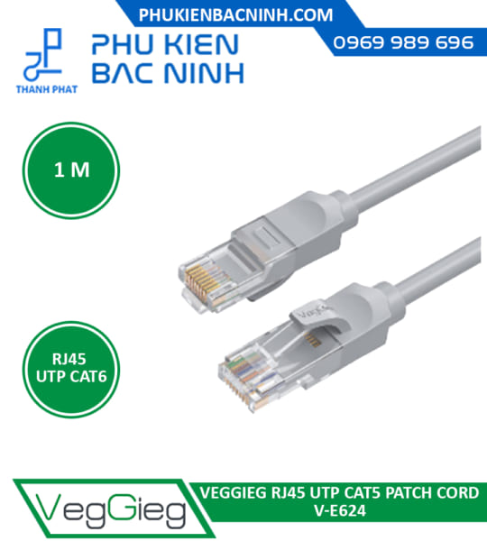 Dây Mạng Bấm Sẵn RJ45 CAT6 1M VEGGIEG V-E624