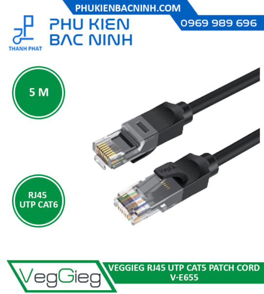 Dây Mạng Bấm Sẵn RJ45 UTP CAT6 3M VEGGIEG V-E655